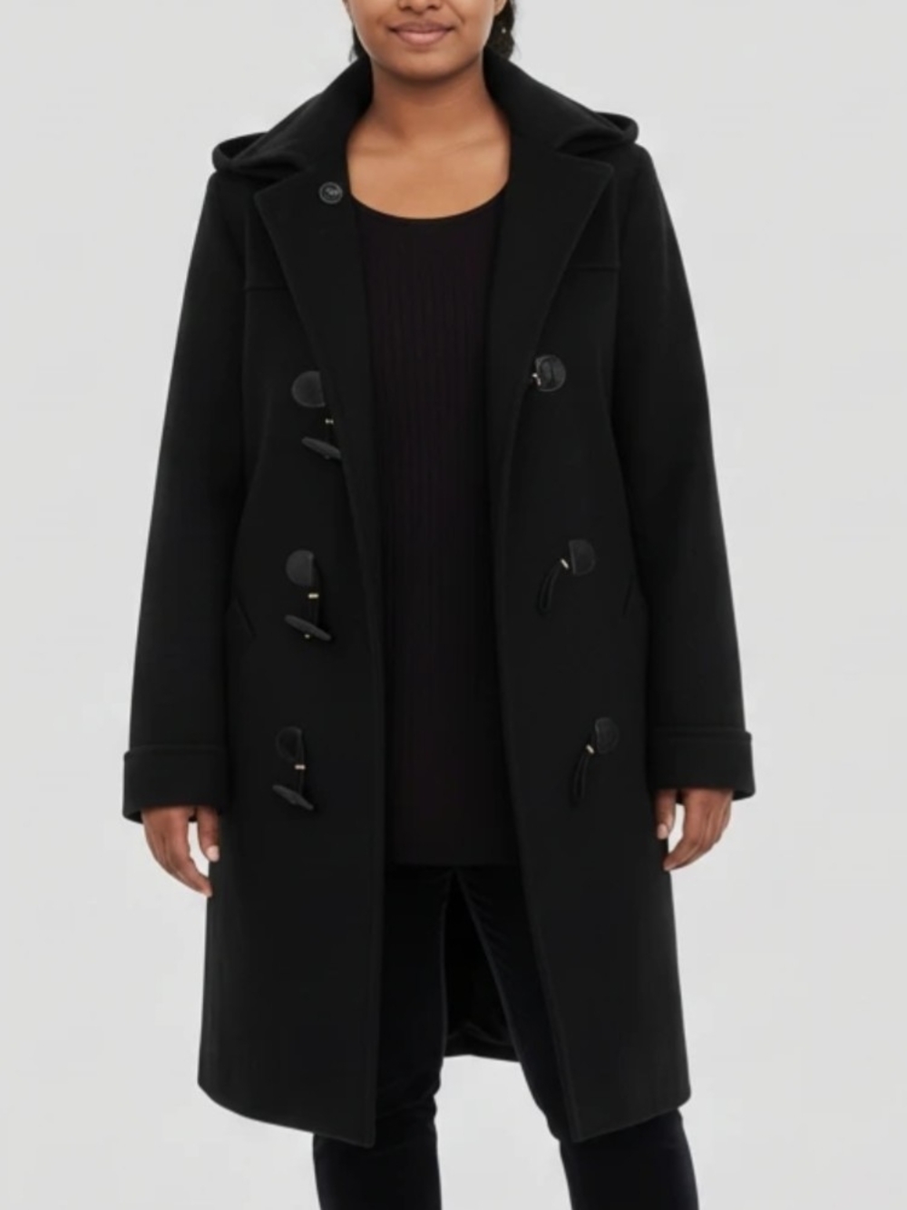 Jessica London Black Toggle Coat for Women - Classic Wool-Blend Jacket Size 16